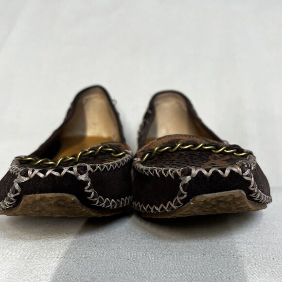 JESSICA BENNETT BROWN Leather WOMEN WEDGES SHOES 8.5 vintage look Leopard Print - Picture 11 of 12